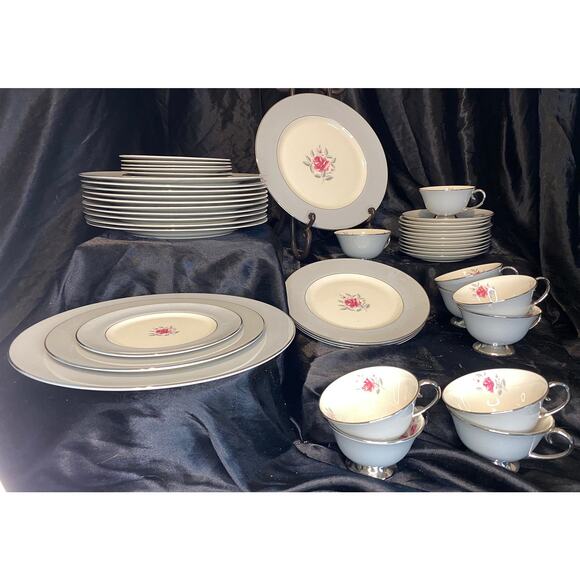 Vintage Flintridge Miramar, Bread & Butter Plates, Bone China, Pink Rose set/6 - Picture 5 of 9